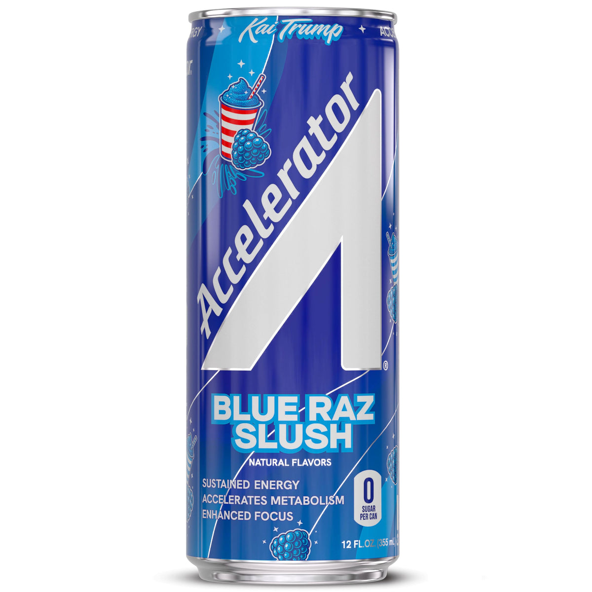 Accelerator Active Energy Drink, Blue Raz Slush 12oz can (12 pack)