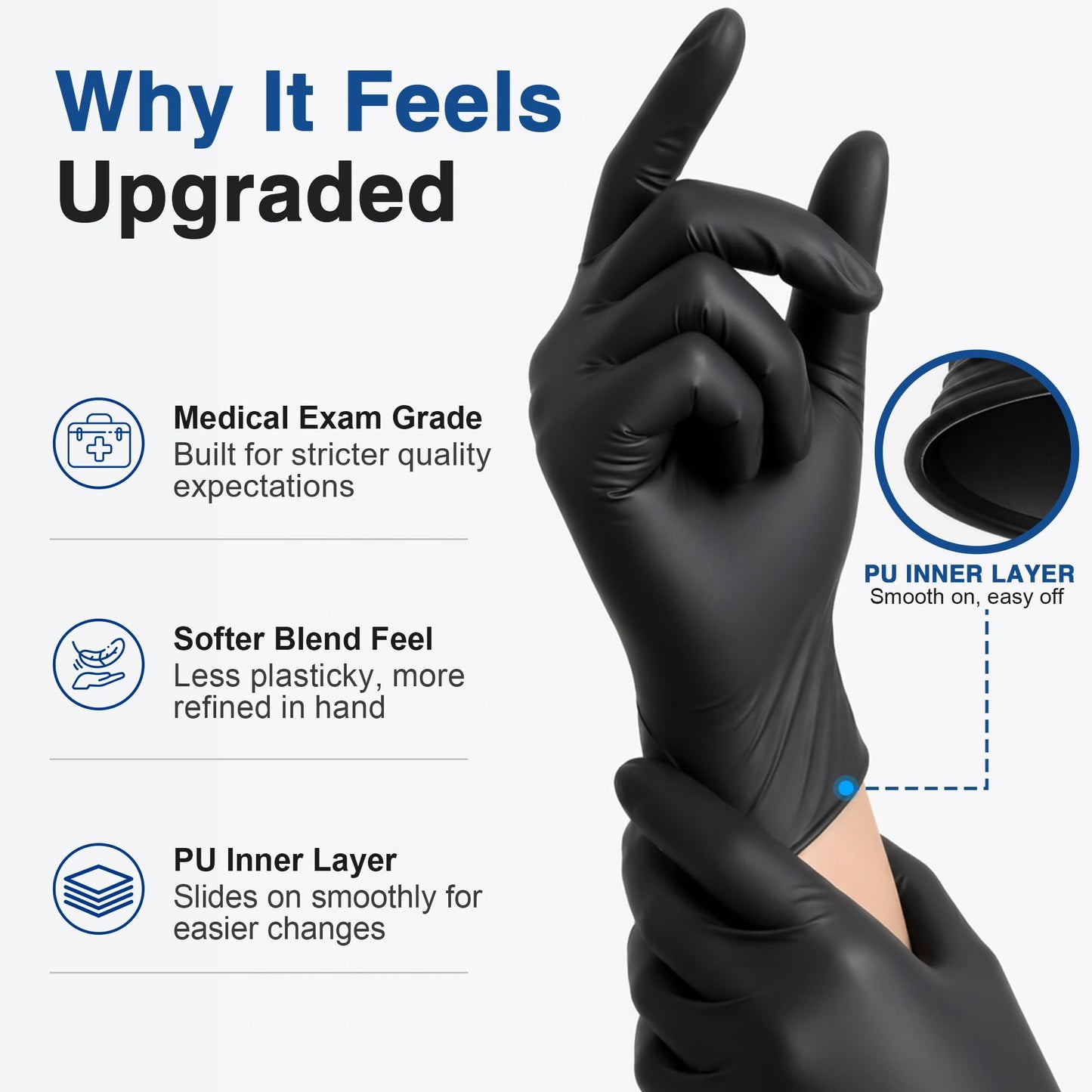 Schneider Black Vinyl Exam Gloves, 4mil, Disposable Latex-Free, Plastic Gloves for Medical, Cooking, Cleaning, and Food Prep, Sizes Medium