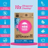 WBM Home Laundry Detergent Pods, 32 Count | Fresh & Clear Unscented | Laundry Pods 10x Ultrapower Cleaning With Color Protection and Eco-Friendly