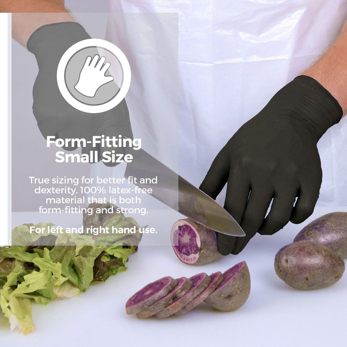 Elara FNE301BK EverfitBLACK3G Nitrile Disposable Gloves, 3 mil, Black, Powder Free, Food Safe, Non-Latex, Size Small, Box of 100