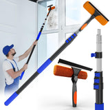 SKGPOLE 26FT Reach Window Squeegee for Window Cleaning Kit with 5-20 Foot Telescoping Extension Pole, 2 in 1 Window Squeegee, Cobweb Duster, Dust Kit