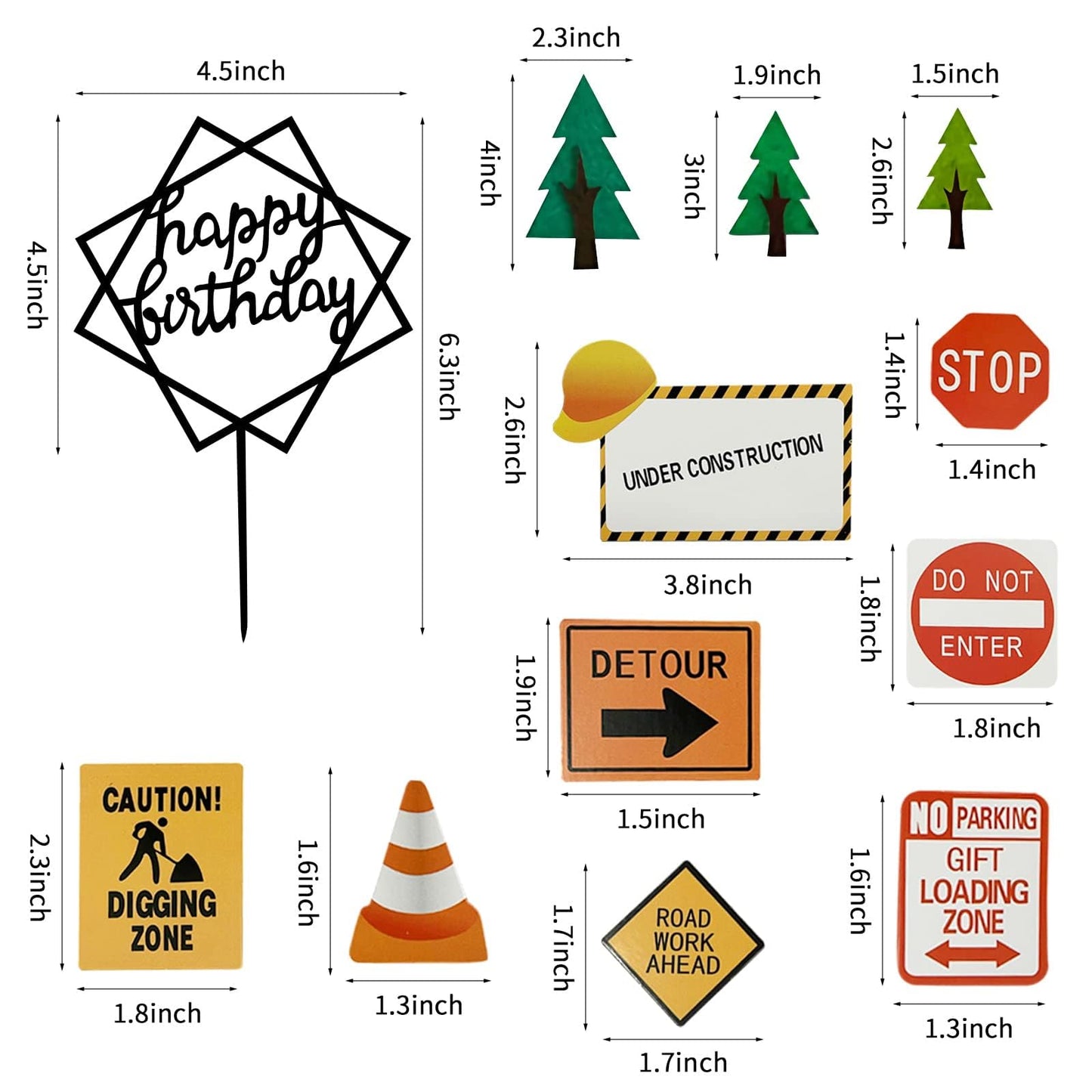 27 PCS Mini Construction Vehicles Cake Decoration Set Truck Road Sign Cake Toppers Construction Birthday Party Supplies
