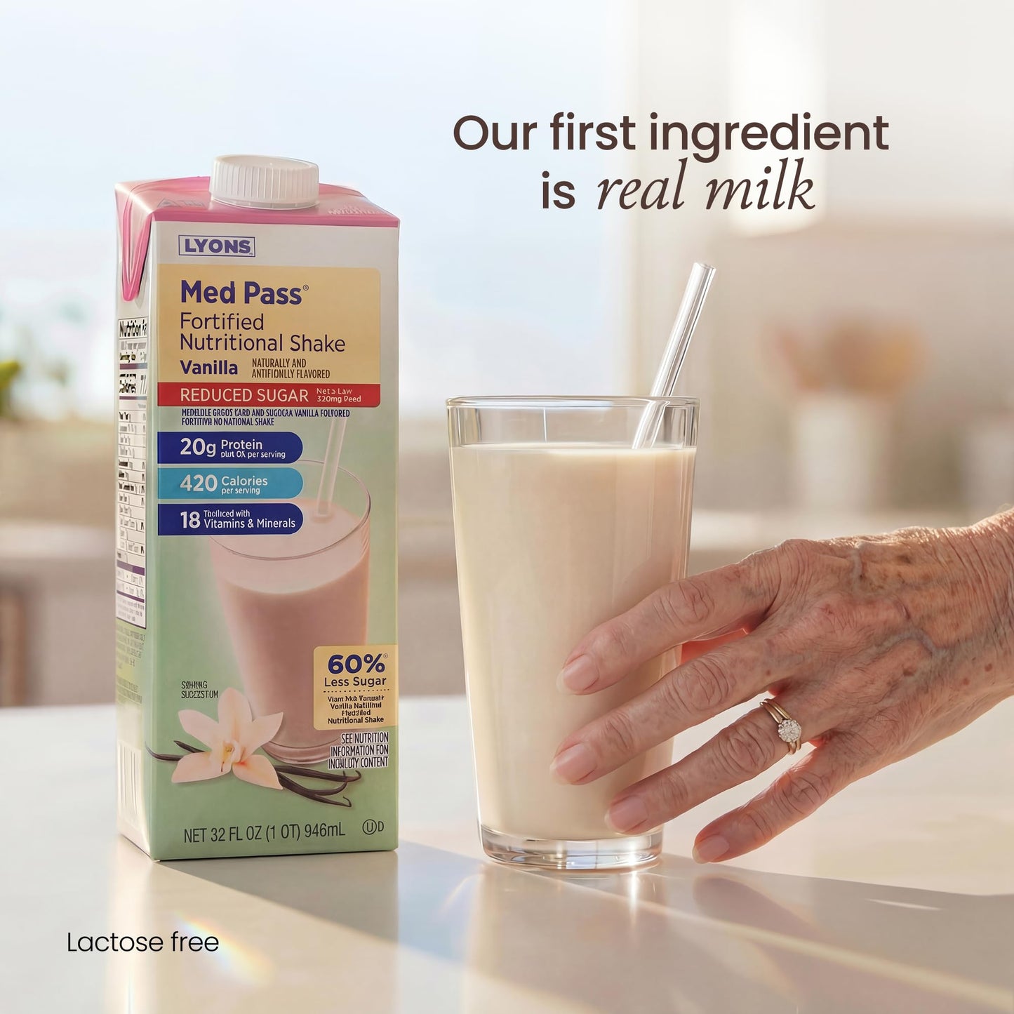 MED PASS® 2.0 Fortified Nutritional Shake, Reduced Sugar Vanilla Flavor High-Protein, Calorie-Forward Nutrition for Reduced Appetites, Vitamin