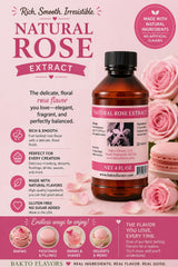 Bakto Flavors Natural Rose Extract, 4 Fluid Ounces