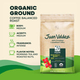 Juan Valdez Organic Ground Coffee, Balanced Roast 10 OZ - 100% Colombian Coffee USDA Organic Certified - 100% organic coffee free of chemicals in its