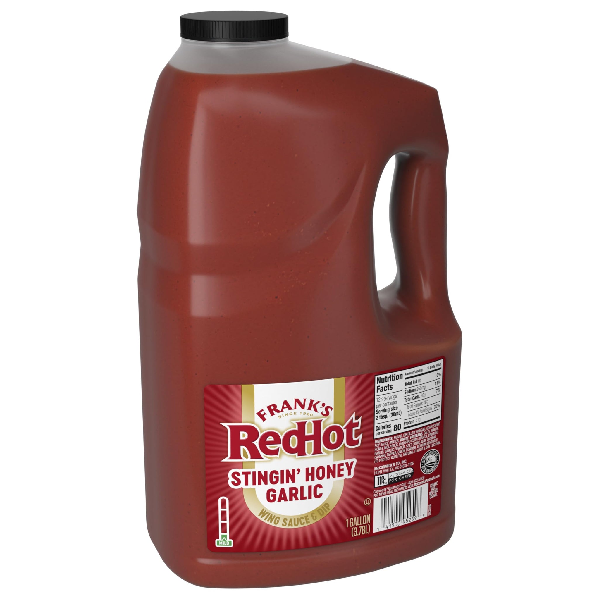 Frank's RedHot Stingin' Honey Garlic Sauce, 1 gal - One Gallon Bulk Container of Stingin' Honey Garlic Sauce for Entrees, Sides, Veggies, Wings, Bar