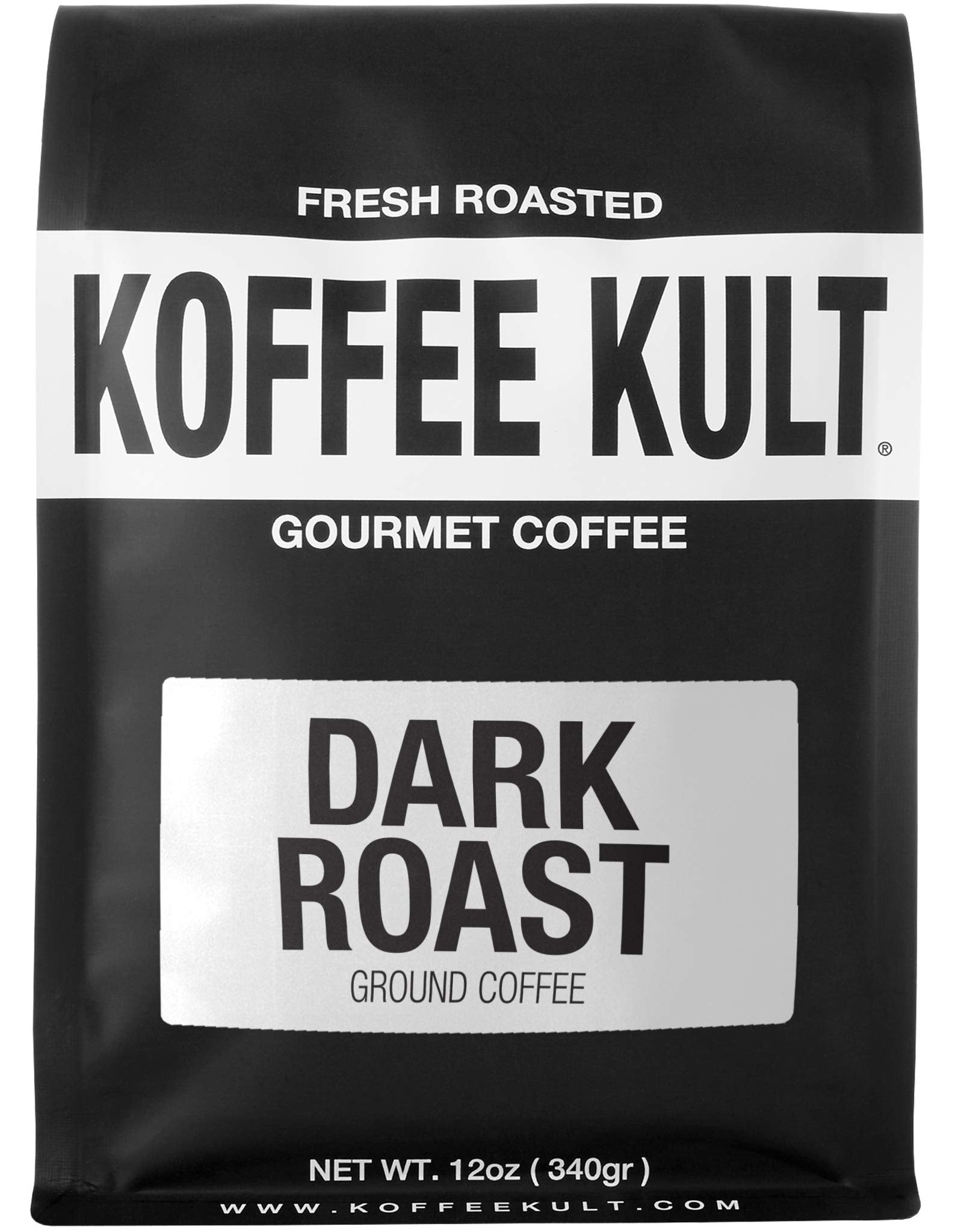 Koffee Kult Dark Roast Ground Coffee - Small Batch Gourmet Aromatic Artisan Blend 100% Arabica Coffee Organically Sourced (Ground, 12oz)