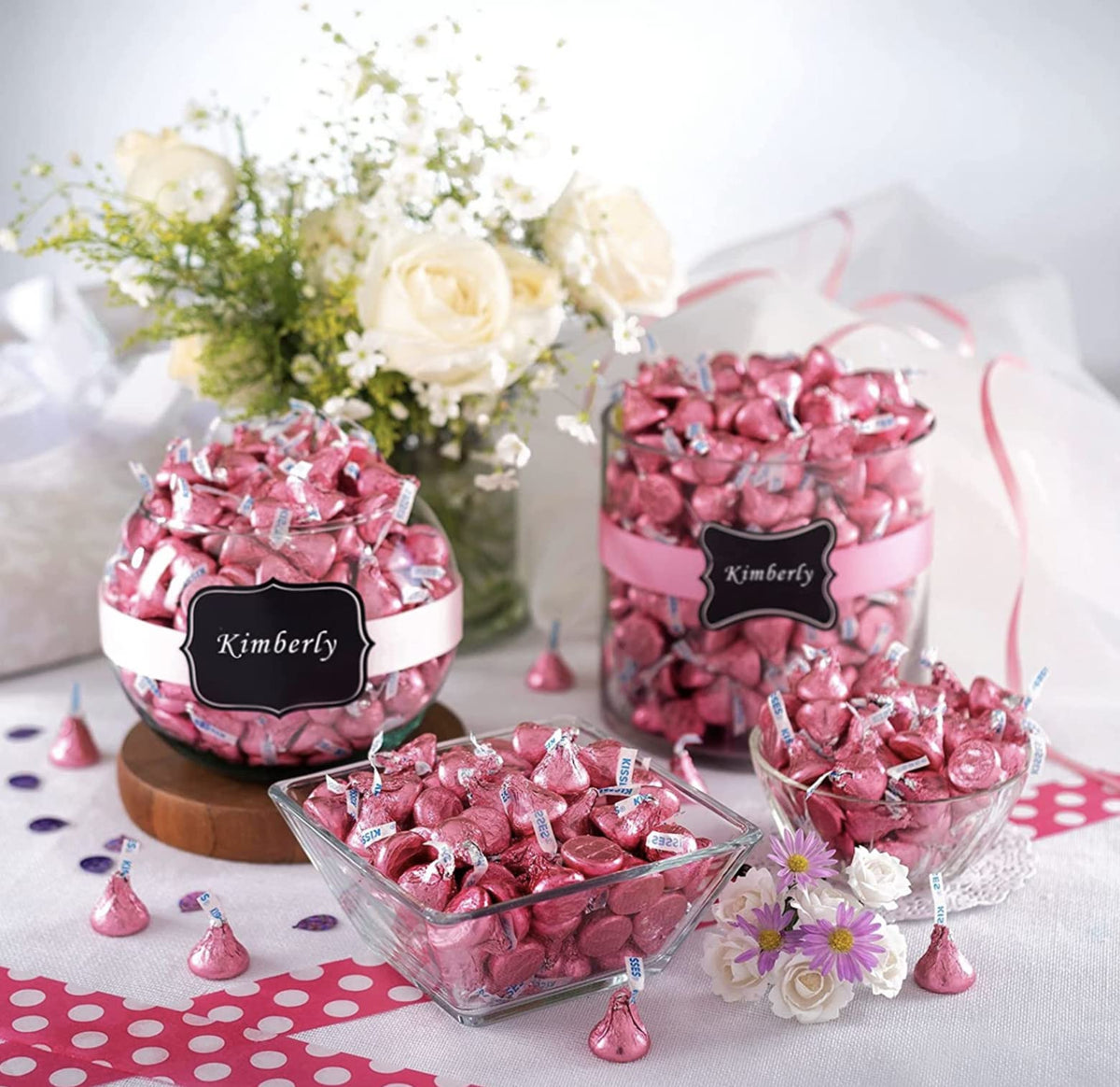 Milk chocolate in pink foil 2 lbs bag (32 oz Approx 200 Pieces) best way to treat yourself and friends 2 Pound