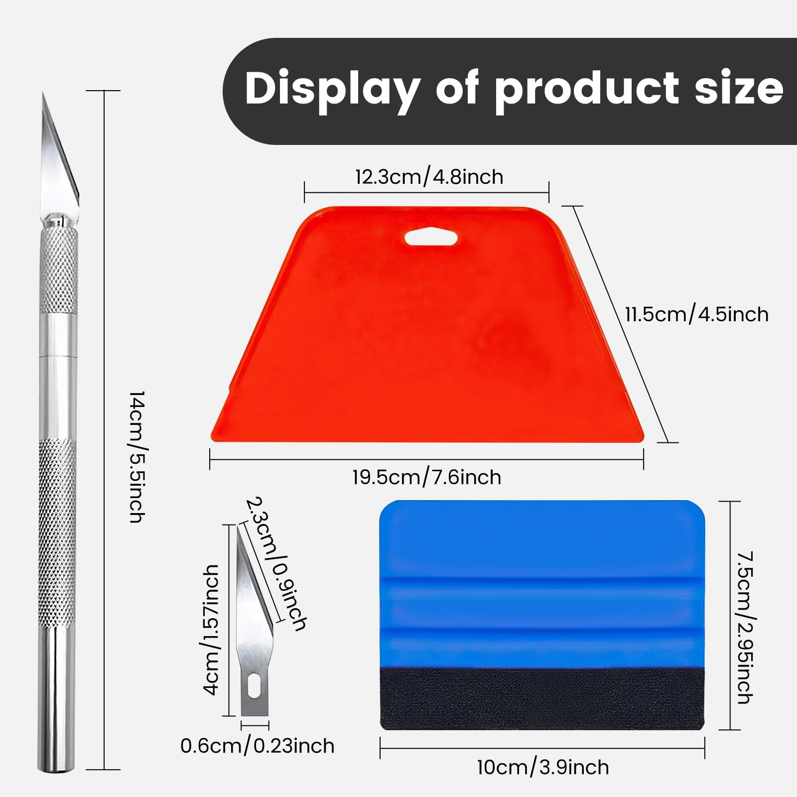 8pcs Car Vinyl Wrap Squeegee Smoothing Tools, Wallpaper Kit Wrap Vinyl for Cars, Window Film Tint Trimming Application Kits Tool, Set 002