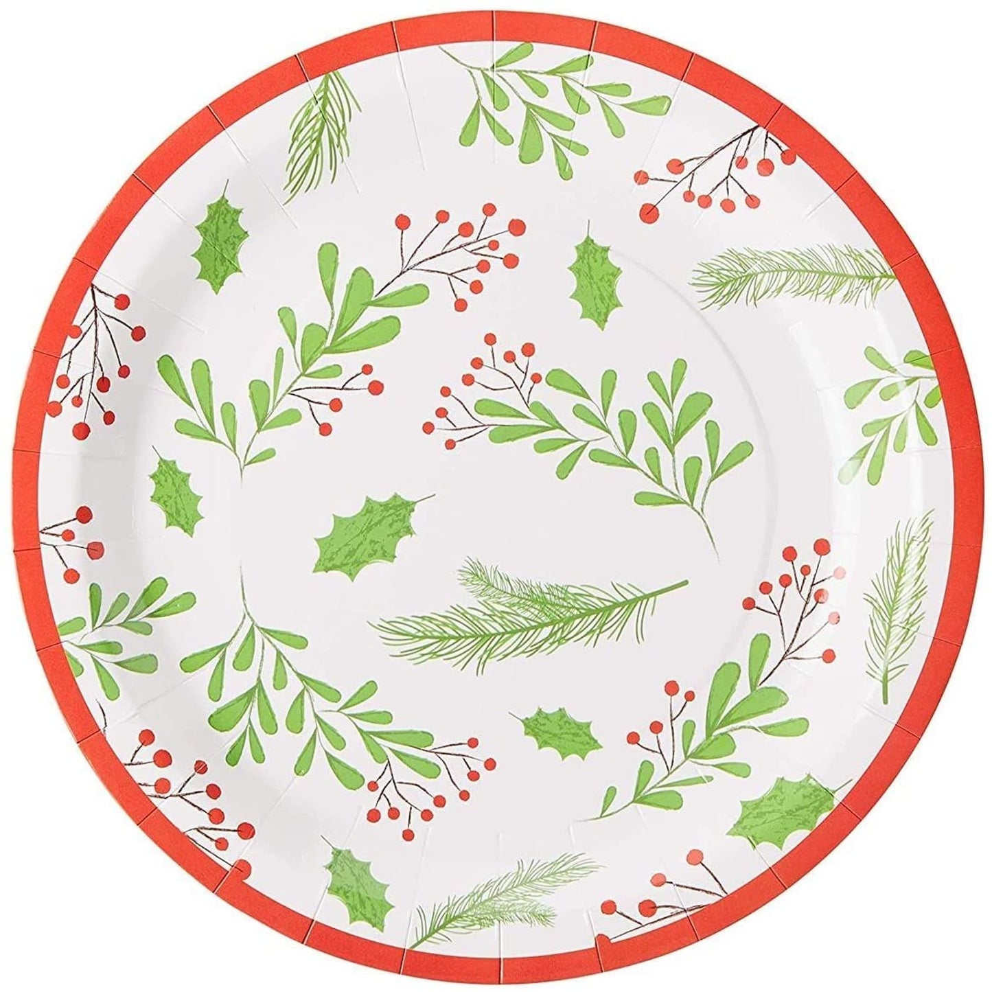 Juvale 80-Pack Holly Berries Christmas Paper Plates - 9 Inches Decorative Paper Plates, Christmas Decorations for Holiday Parties & Family Gatherings