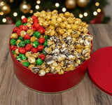 Christmas Popcorn Holiday Gift For Men Women Tin Assortment Caramel Candied Drizzled Food Gourmet Treats Red Green