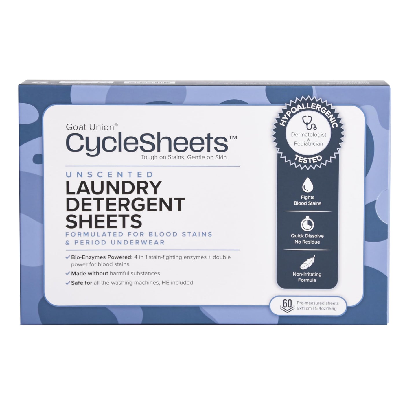Goat Union CycleSheets Fragrance-Free Laundry Detergent Sheets | Dermatologist & Pediatrician Tested | Bio-Based Enzymes | Hypoallergenic, Gentle on