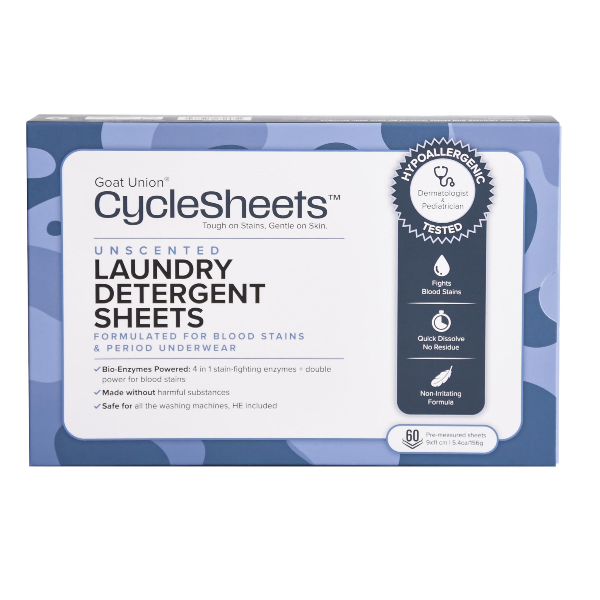 Goat Union CycleSheets Fragrance-Free Laundry Detergent Sheets | Dermatologist & Pediatrician Tested | Bio-Based Enzymes | Hypoallergenic, Gentle on