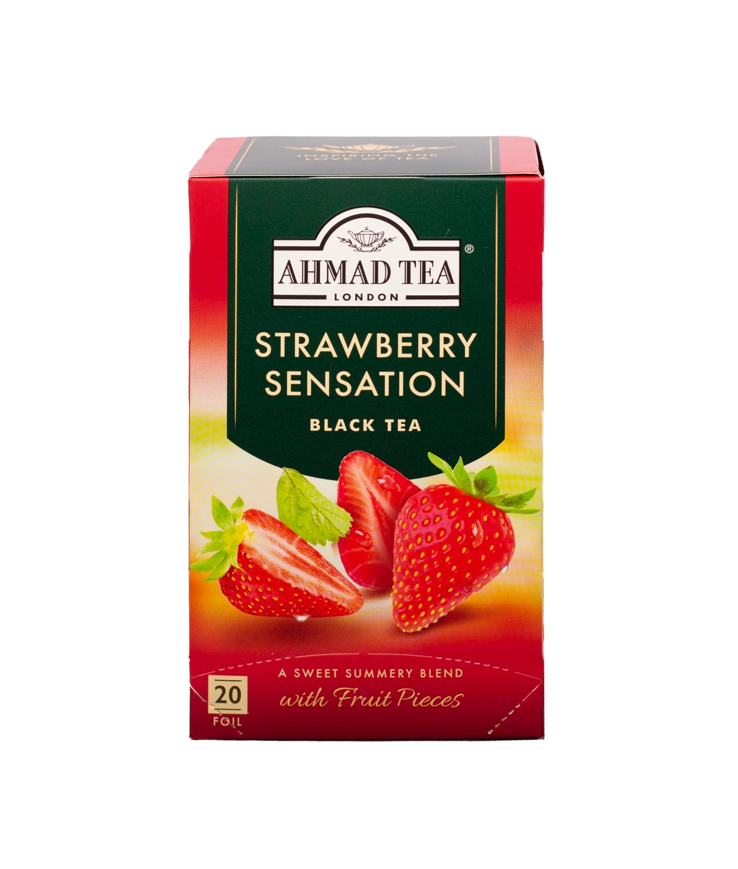 Ahmad Tea Strawberry Sensation Black Tea, 20-Count Boxes (Pack of 6)