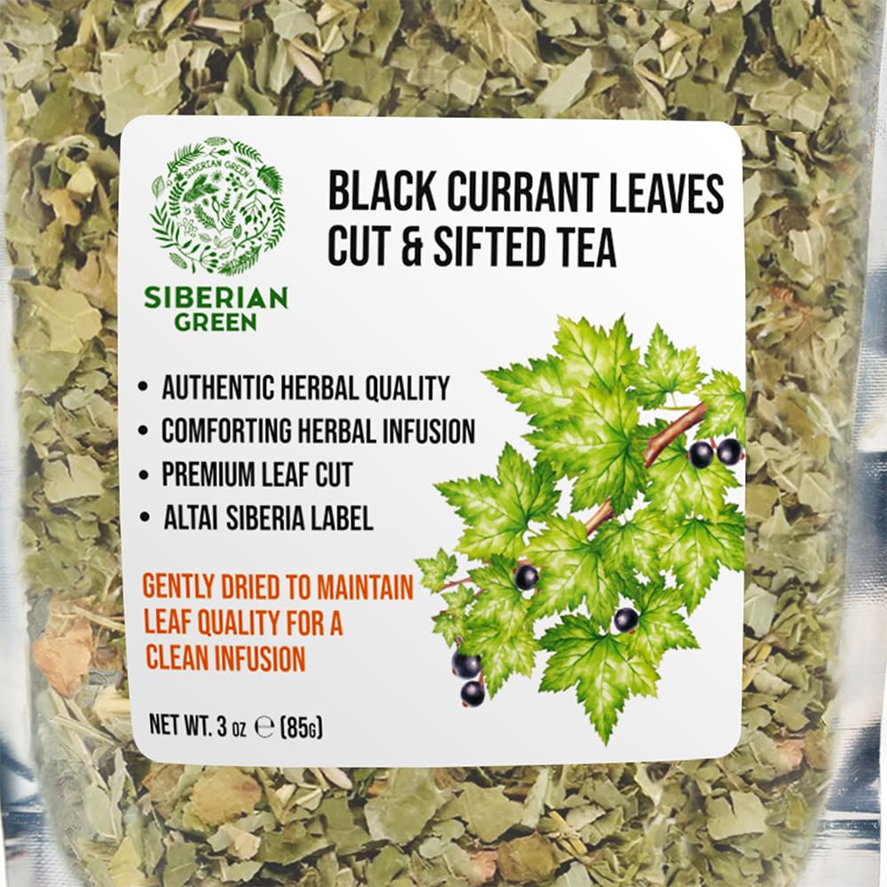 Siberian Black Currant Loose Leaf 3 oz (85 g) Cut and Sifted Ribes nigrum Herbal Tea