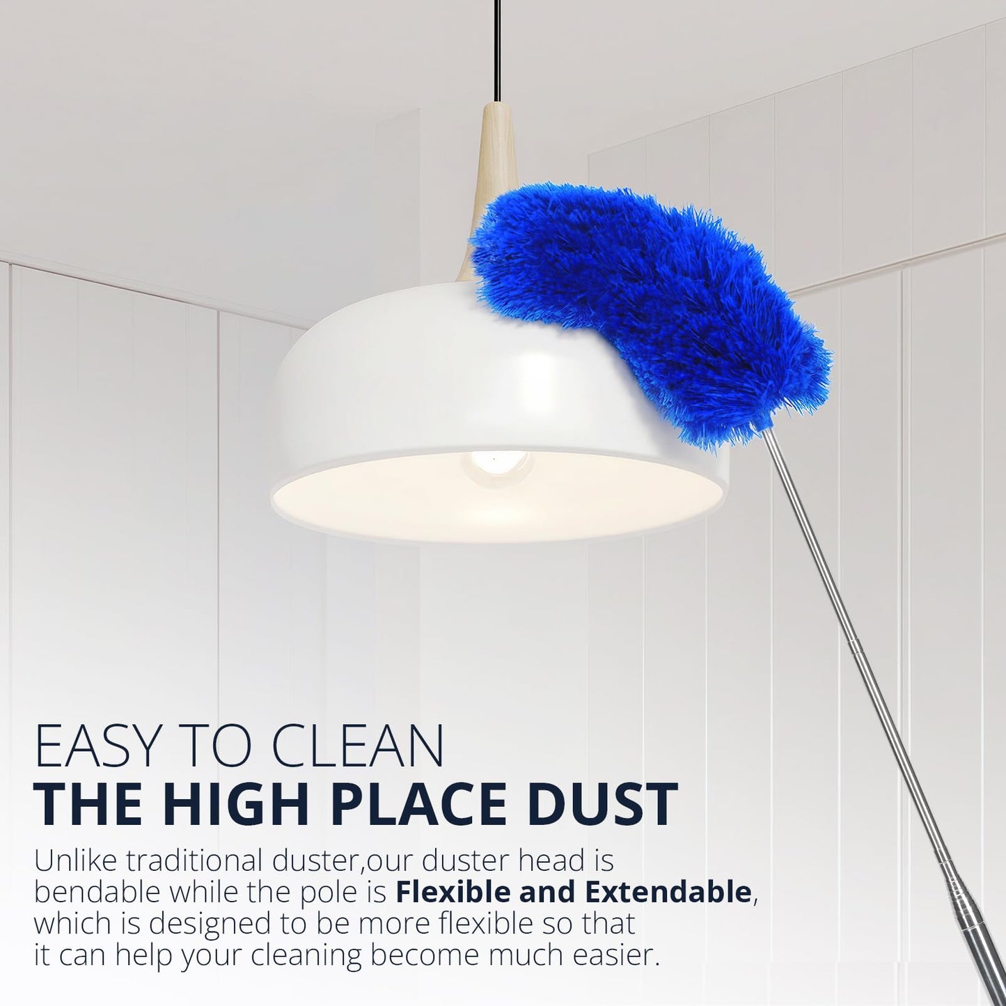 ZZ LAZYCOTTAGE Microfiber Feather Duster with Bendable Head, Dusters for Cleaning, Extendable Microfiber Duster, Long Reach Dusting Tool for High