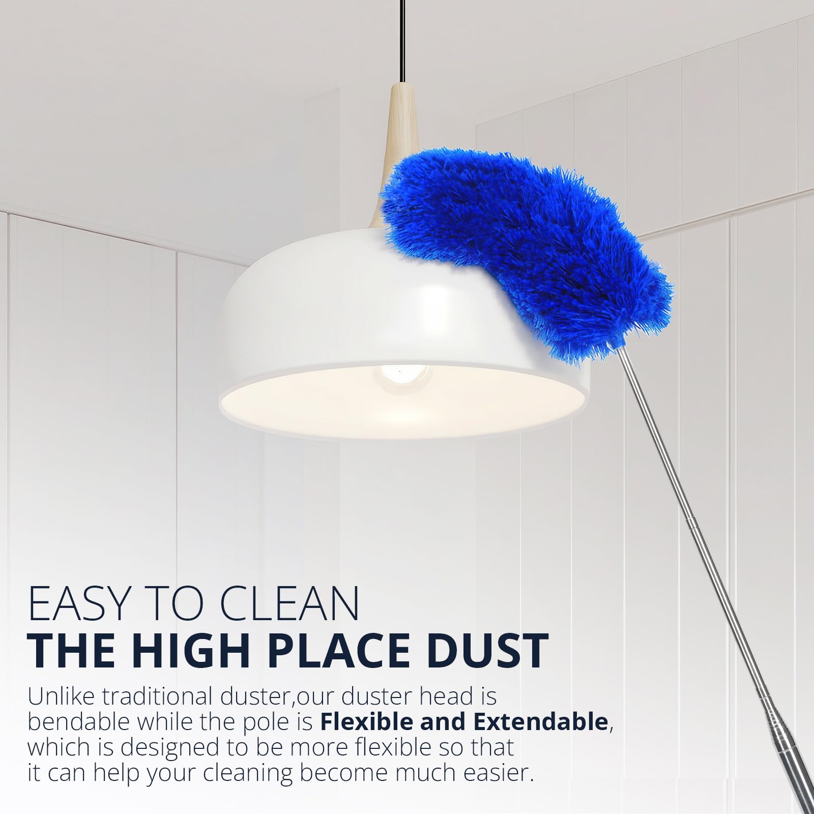ZZ LAZYCOTTAGE Microfiber Feather Duster with Bendable Head, Dusters for Cleaning, Extendable Microfiber Duster, Long Reach Dusting Tool for High
