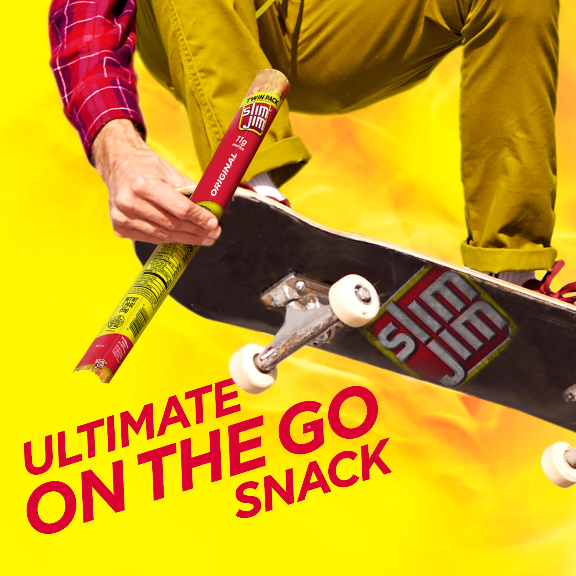 Slim Jim Smoked Meat Sticks, Original Flavor, 6g Protein Per Stick, Twin Pack, 1.94 oz. (24 Count)