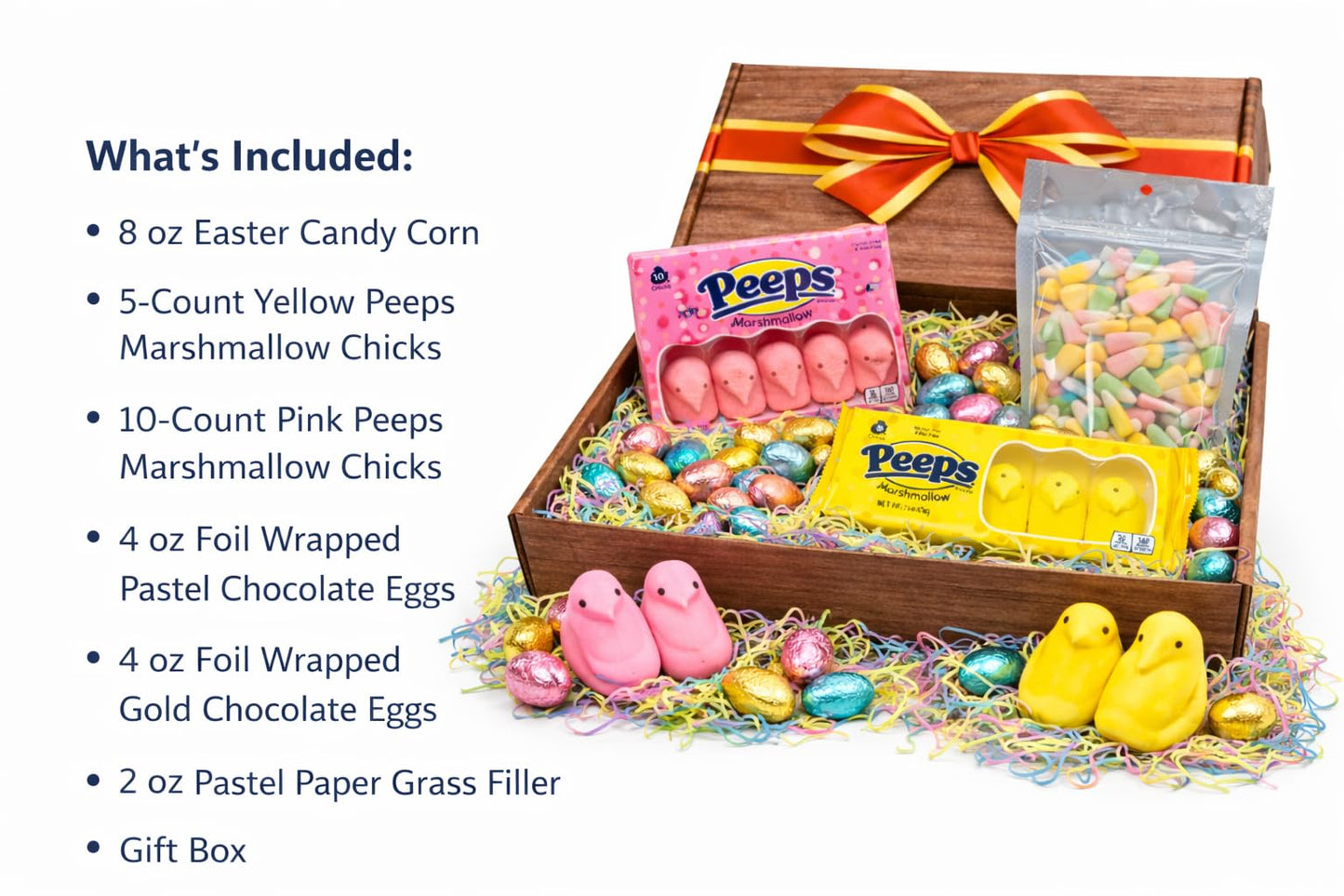 Gift Box Garden | Easter Candy & Chocolate Gift Box | Includes Marshmallow Chicks, Candy Corn & Foil Wrapped Chocolate Eggs | Festive Bunny Basket