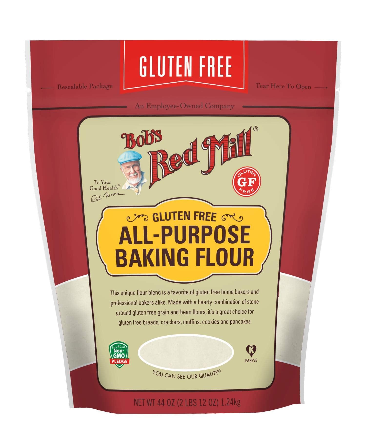 Bob's Red Mill Gluten Free All Purpose Baking Flour, 44oz (Pack of 1) - Vegan, Kosher