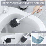 Lefree Silicone Toilet Brush,Rubber Toilet Bowl Brush and Holder Set with Ventilated Holder, Toilet Cleaner Brush for Bathroom,Floor Standing & Wall