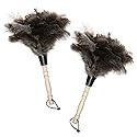 Midoneat Natural Gray Ostrich Feather Duster,2 Packs,Car Duster Interior/Exterior Cleaner, Cleaning for Blinds Kitchen Keyboard Office, Smart and Soft