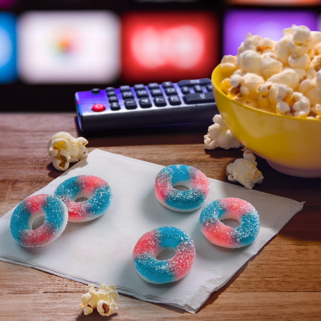 SweeTARTS Halos, Candy, Blue Punch and Strawberries and Cream, Tart and Chewy, Soft and Fluffy, 6 oz