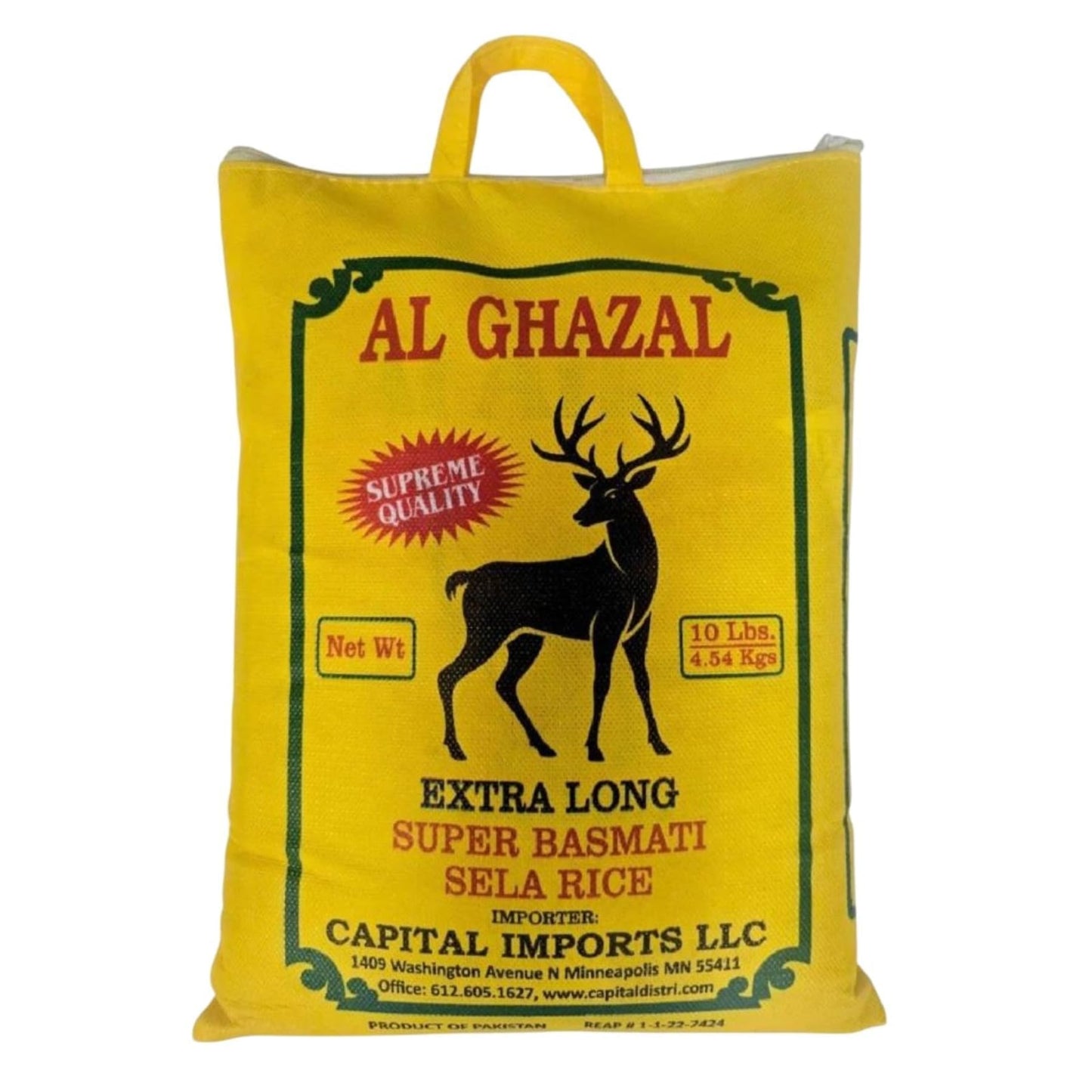 Al Ghazal Extra Long Super Basmati Sela Rice 10 Lbs / 4.54 kg, Non GMO, Extra Long Basmati Rice, White Rice, Vegan Dried Rice, BPA & Gluten Free, Zip Lock Bag, Non Sticky Grain