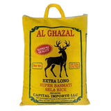 Al Ghazal Extra Long Super Basmati Sela Rice 10 Lbs / 4.54 kg, Non GMO, Extra Long Basmati Rice, White Rice, Vegan Dried Rice, BPA & Gluten Free, Zip Lock Bag, Non Sticky Grain
