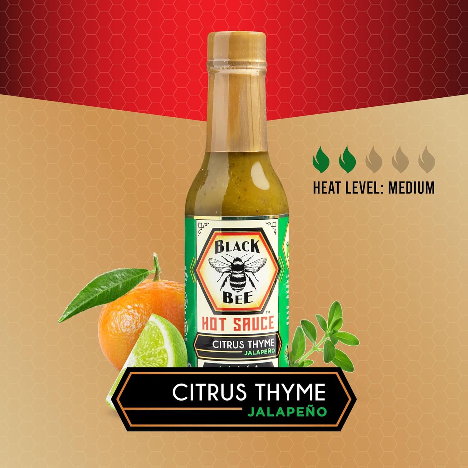 Black Bee Rosemary Thyme Combo Hot Sauce Gift Set (2 Pack) - Apple Rosemary Habanero & Citrus Thyme Jalapeño - Small Batch Artisan Gourmet Hot Sauce