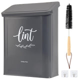 Perfnique Magnetic Lint Bin for Laundry Room with Lint Brush, Wall Mounted Lint Holder Trash can with lid for Dryer, Modern Farmhouse Rustic Metal