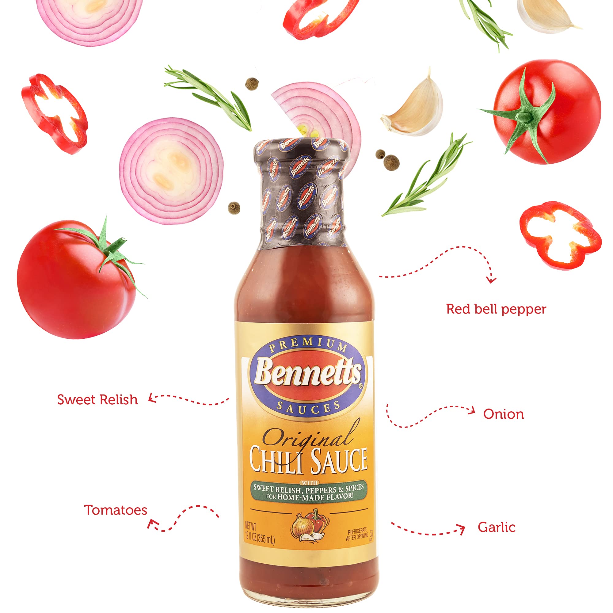 Bennett's Original Chili Sauce, 12 oz Bottle, Pack of 3, Classic Homemade Taste, Kosher Pantry Staple, Sweet and Spicy Sauce for Meatloaf, Sloppy