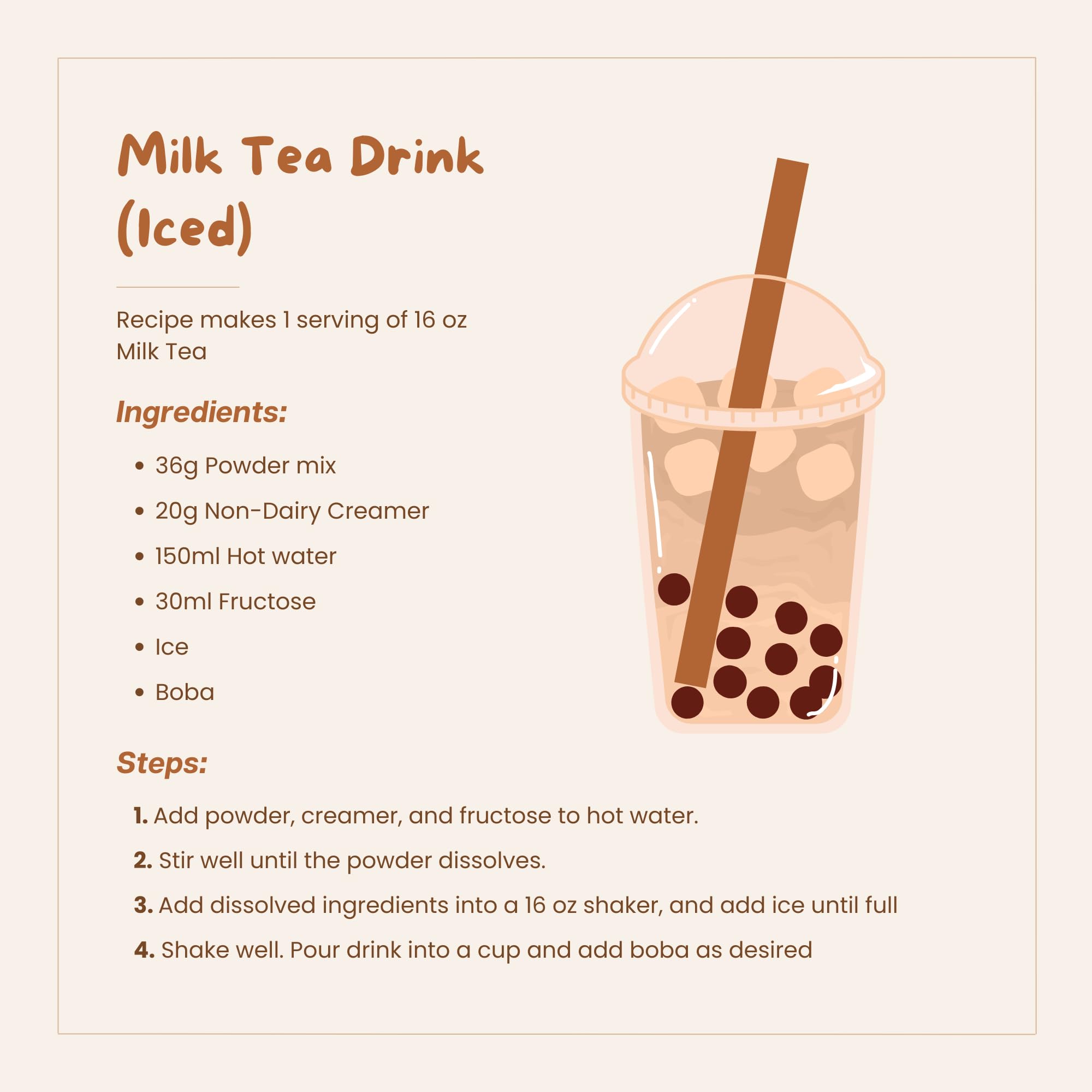 Bossen Bubble Tea Powder Mix - 2.2 Pound (Milk Tea)