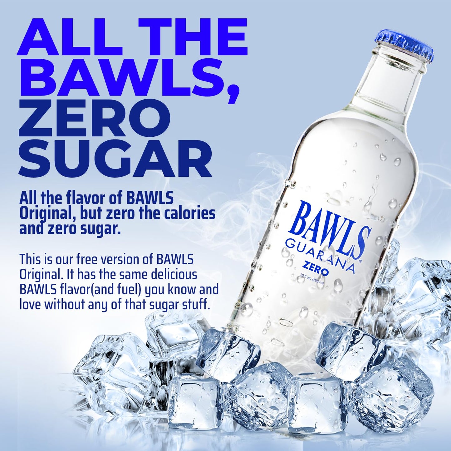 BAWLS Guarana Zero, BAWLS Guarana Drink, Guarana Soda, Guarana Fueled Soda for Energy, High Energy Caffeinated Drink, 10oz 12 Pack Glass Bottles