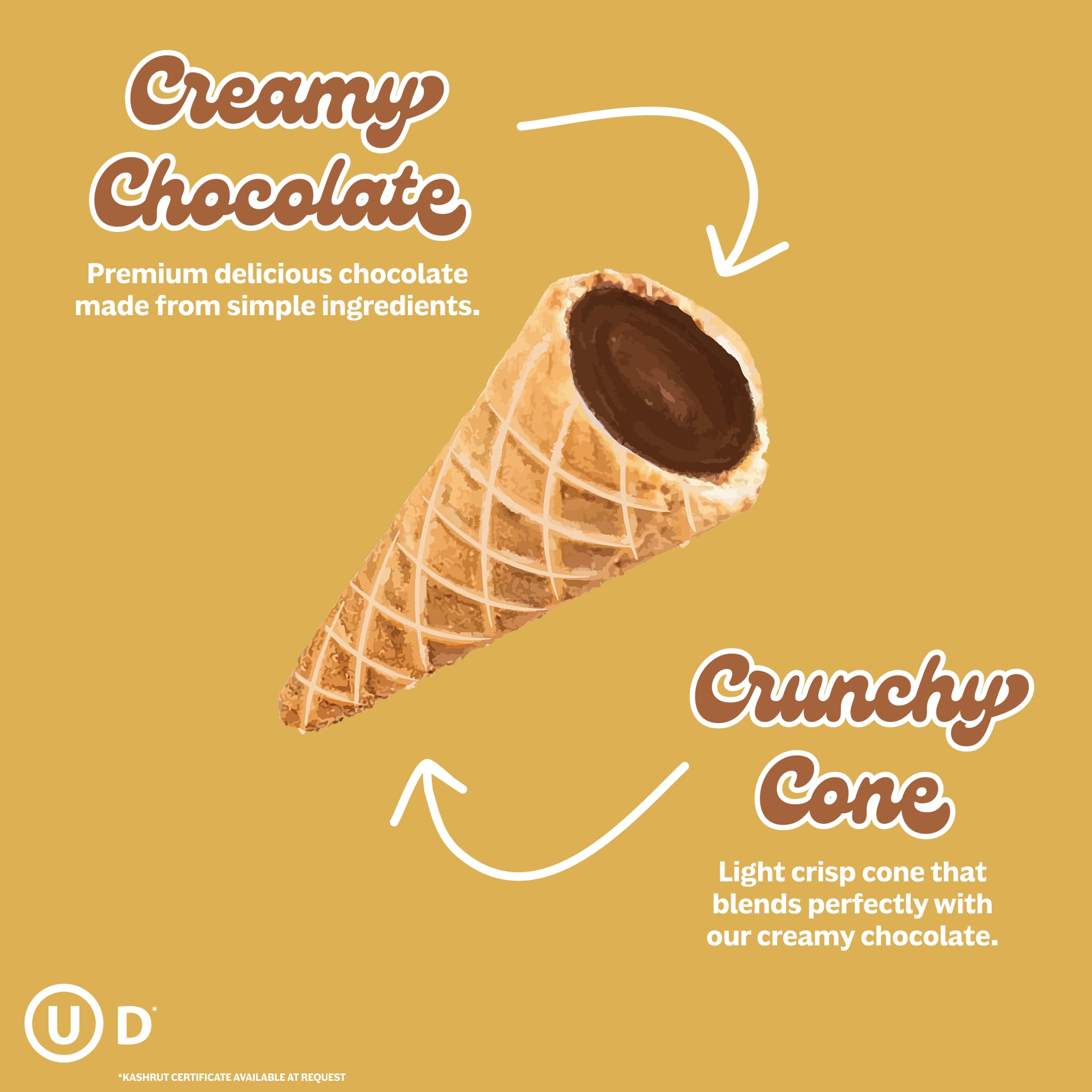 Muddy Bites Waffle Cone Snacks Bite Sized Chocolate Filled Waffle Cones for Snack or Dessert, Hot Cocoa, Made with Cane Sugar, Non-GMO, Kosher (Hot