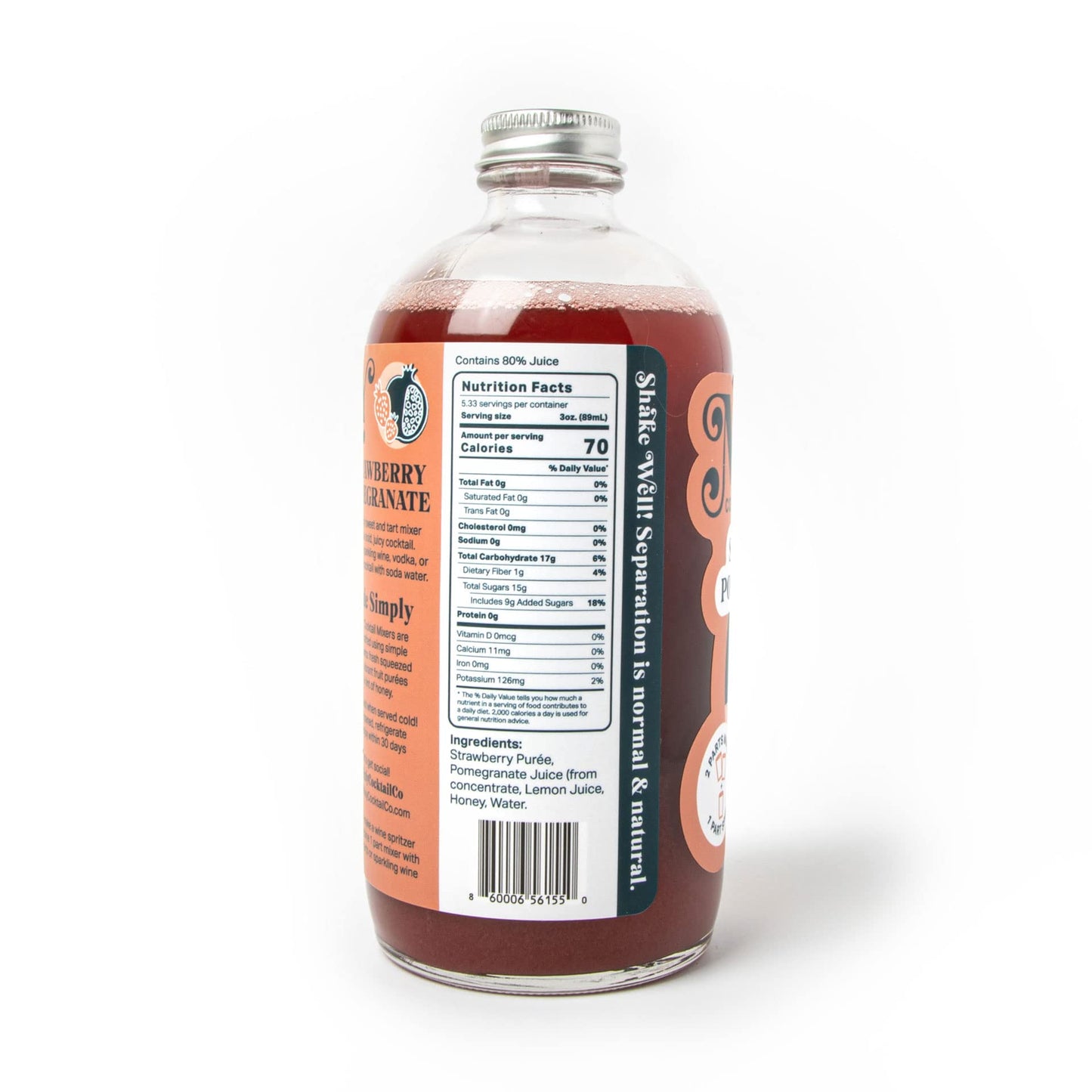 Mixly Strawberry Pomegranate Mixer, Made with Fresh Squeezed Juice, Ready to Drink, Use with Vodka, Tequilla, Soda Water, 16 oz.