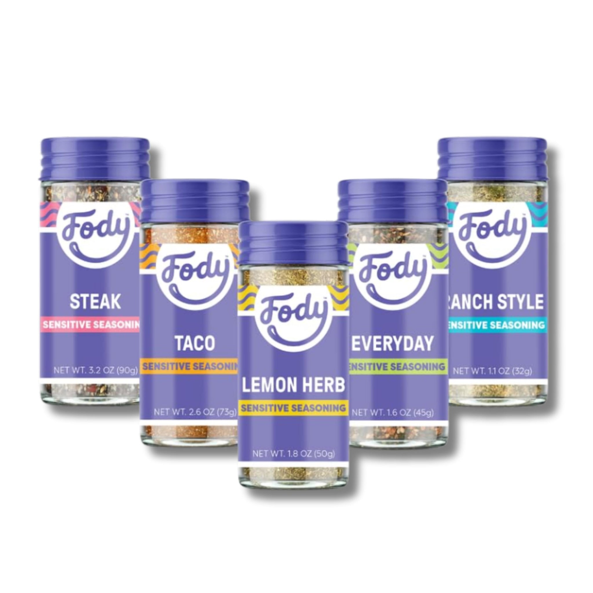 Fody Foods Variety Seasoning Pack, Pack of 5, Garlic and Onion Free, Low FODMAP Certified, Gut & IBS Friendly, Vegan, Non-GMO, Gluten Free, Keto