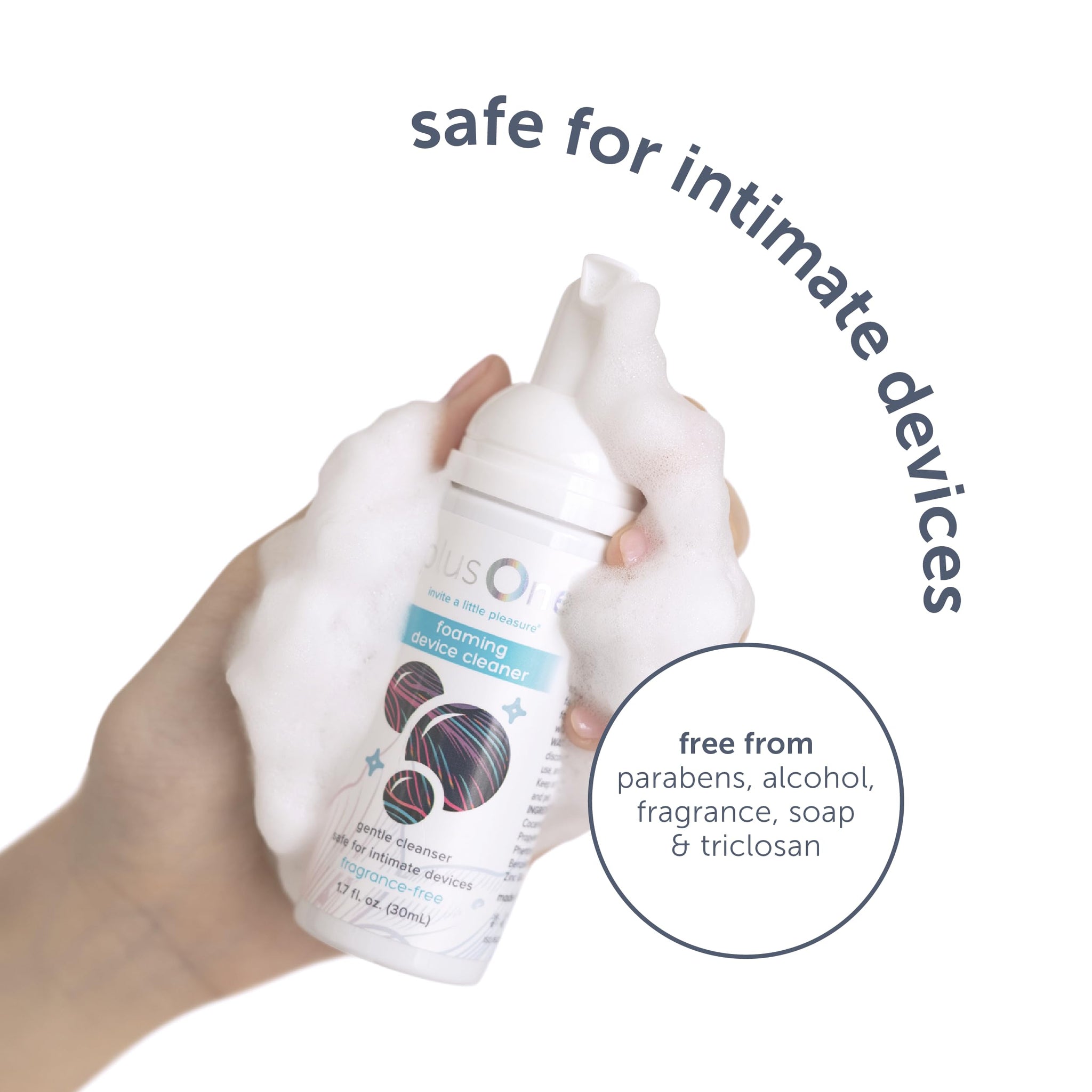 plusOne Adult Toy Foaming Cleaner, Fragrance Free, Pro-Skin Gentle Formula, Non-Sticky, No Scrubbing, Easy To Use Dispenser, TSA Approved
