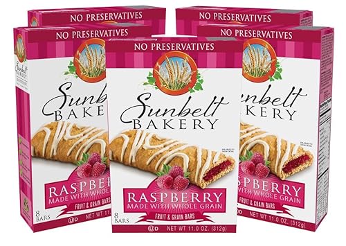 Sunbelt Bakery's Raspberry Fruit & Grain Bars, 5 Boxes, No Preservatives (40 Bars)