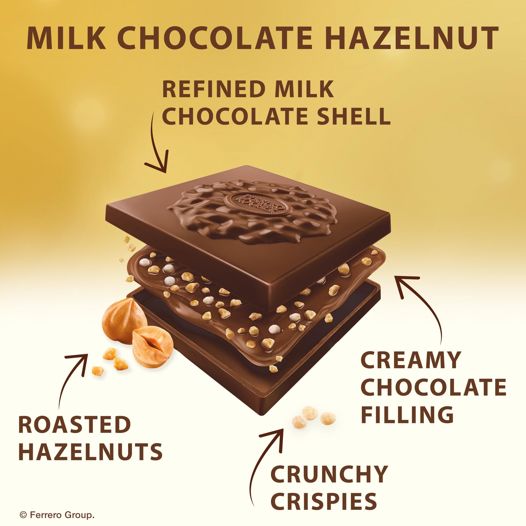 Ferrero Rocher Premium Assorted chocolate squares, Individually Wrapped Chocolates, Great for Sharing or Gifting, 3.7 oz