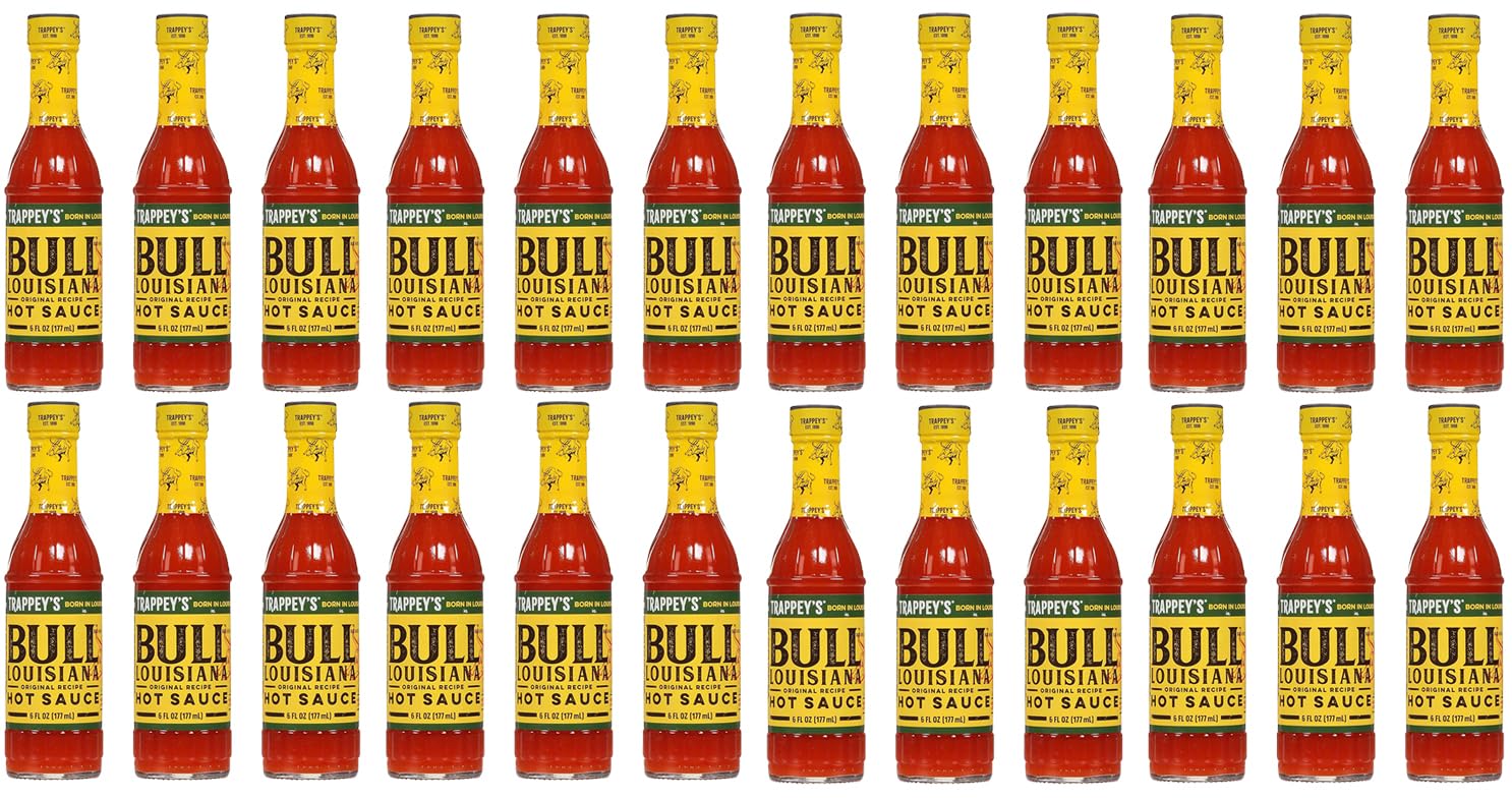 24 Pack Bull Brand Louisiana Hot Sauce, 6 Ounce