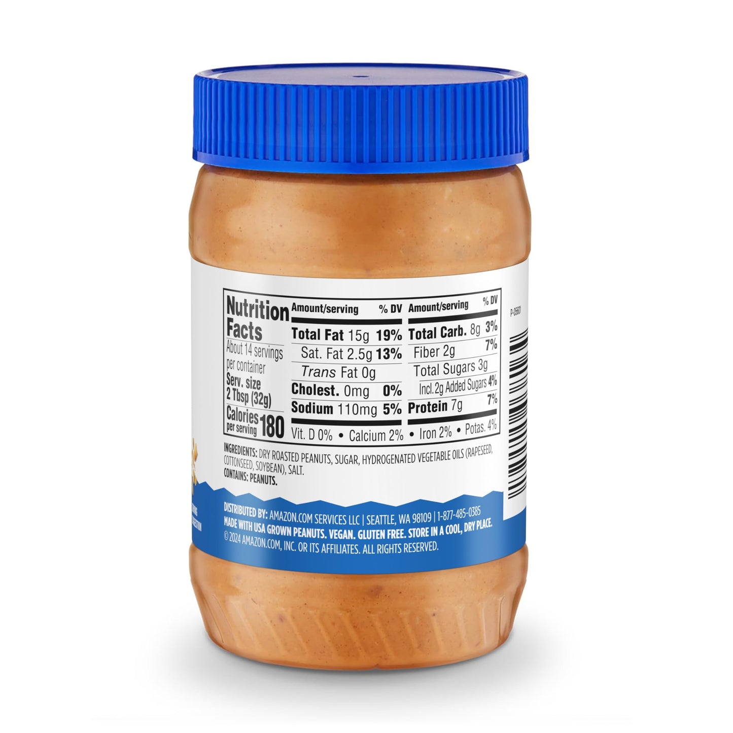 Amazon Grocery, Crunchy Peanut Butter, 16 Oz