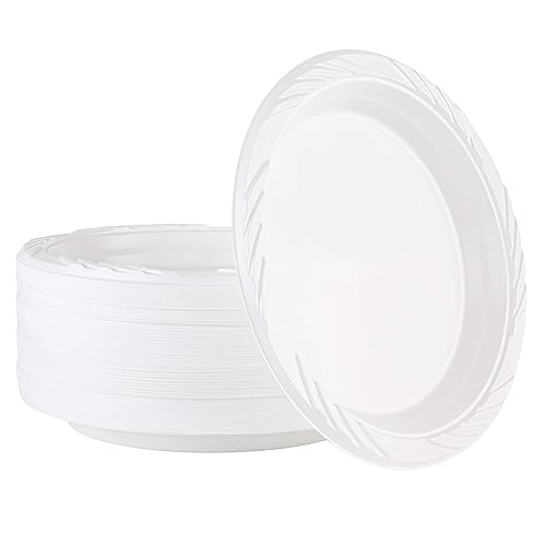 100 Count Disposable 7 Inch White Plastic Plates