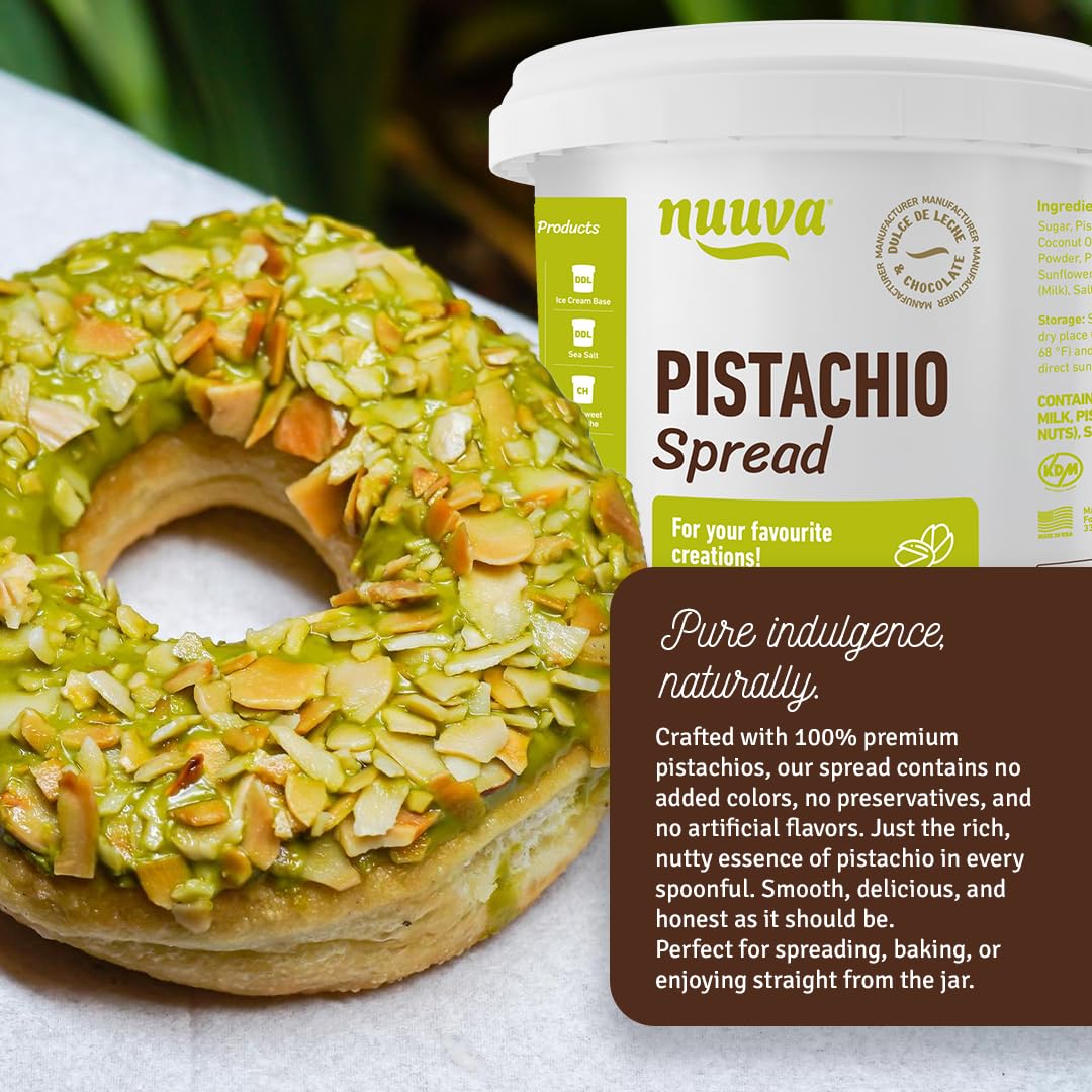 Nuuva Foods Pistachio Spread | Rich & Nutty Pistachio Cream for Dubai Chocolate Bar | Smooth Nut Butter & Spreadable Cream | Perfect for Chocolate