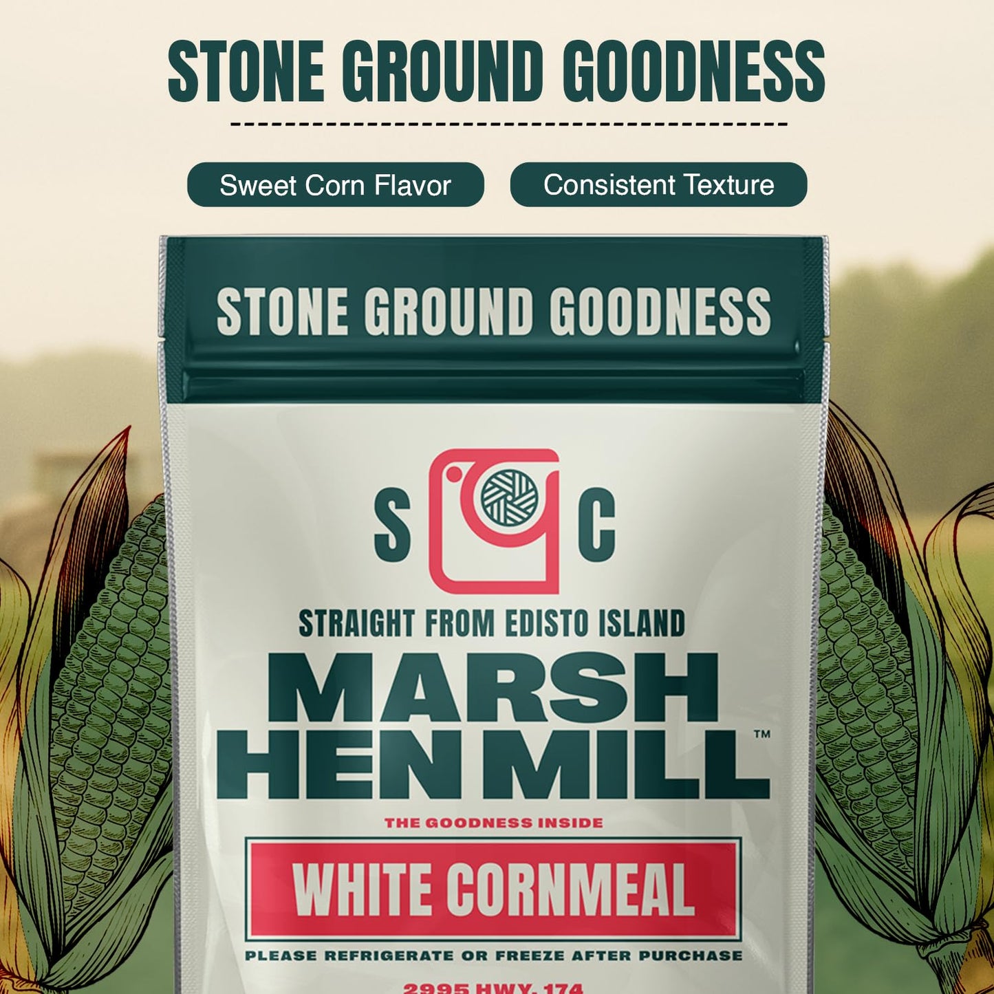 Marsh Hen Mill Stone Ground White Cornmeal | Heirloom Corn Flour | All Purpose Flour For Baking & Cooking | Versatile & Consistent Results | Grown on
