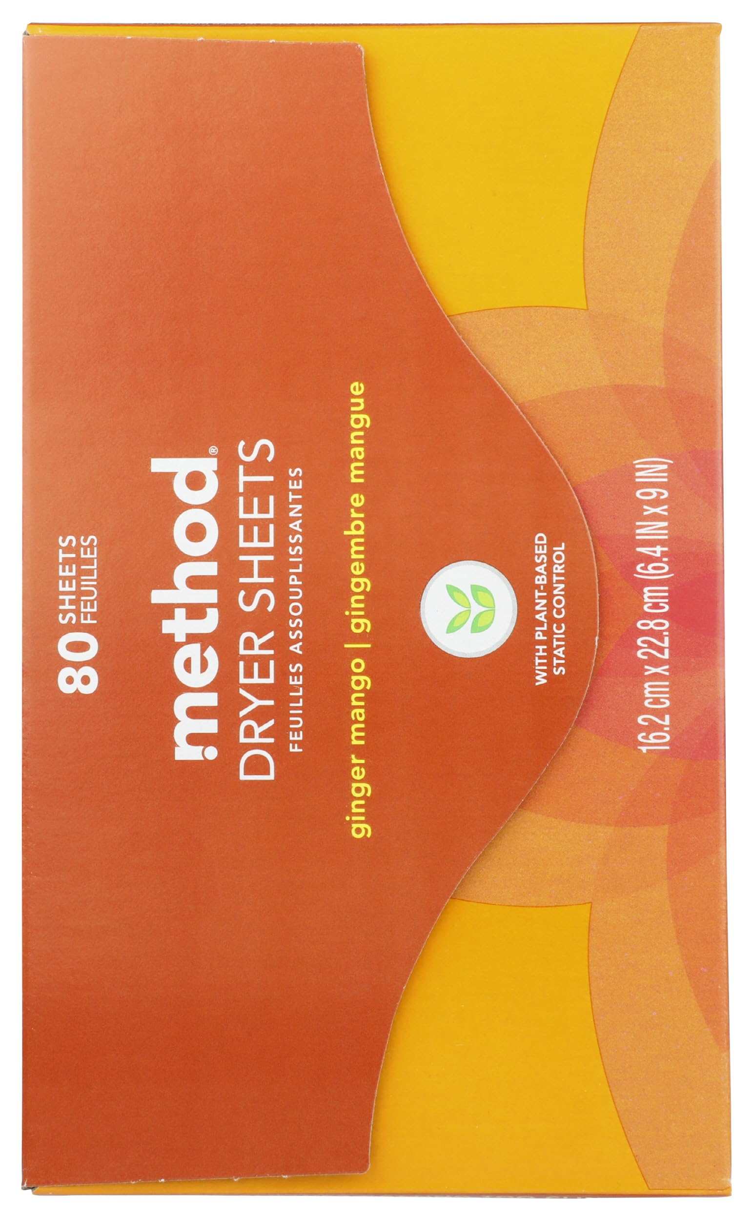 Method Dryer Sheets, Ginger Mango, 80 Sheets, 1 pack, Packaging May Vary