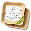 Eco Kraftz 300 Square Palm Leaf Plates-Compostable & Biodegradable, Sturdy Disposable plates for Weddings, Events, Odor-Free, Microwave Safe (300 Pcs