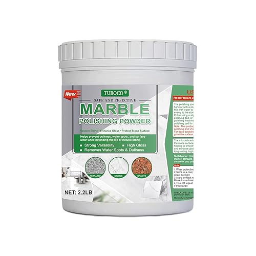 Turoco Marble Polishing Powder 2.2LB - High Gloss Shine Enhancer & Stone Surface Cleaner - Removes Water Spots, Dullness & Minor Scratches
