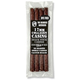 Bearded Butchers Edible 17mm Mahogany Collagen Casings, 4-Pack - Holds 25lb of Beef, Pork or Venison - Vacuum Sealed, Dye-Free Casings for Snack