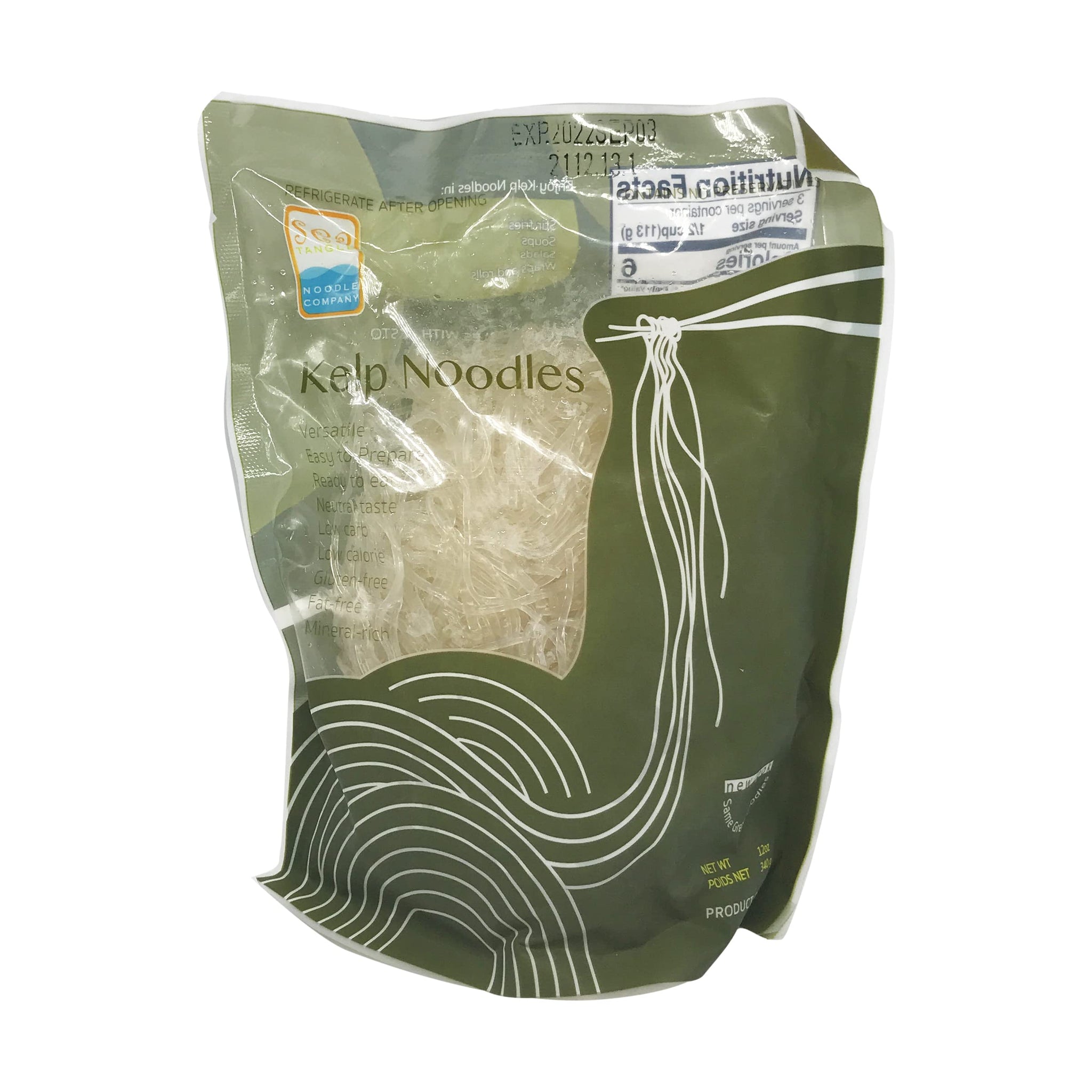 Sea Tangle Kelp Noodles (12oz) - Low Calorie Asian Noodles for Healthy Noodle Dishes - Gluten Free, Keto Noodle Sub for Rice Noodles, Glass Noodles